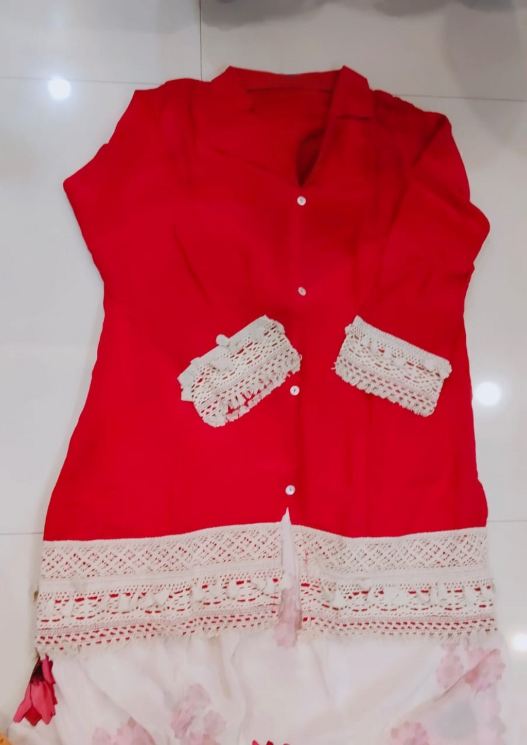 Patakha Chinon Embroidered Lace Cordset with Pink Top and Floral Pant