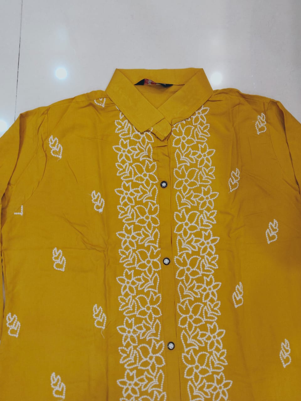 Meghna Mustard Cotton Blend Embroidered Cordset