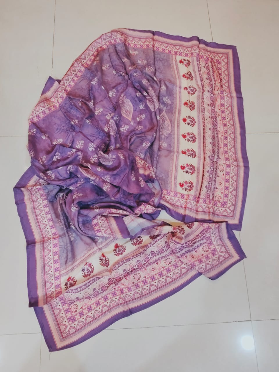 Royal Purple Rayon Viscose 3-Piece Suit Set with Dupatta