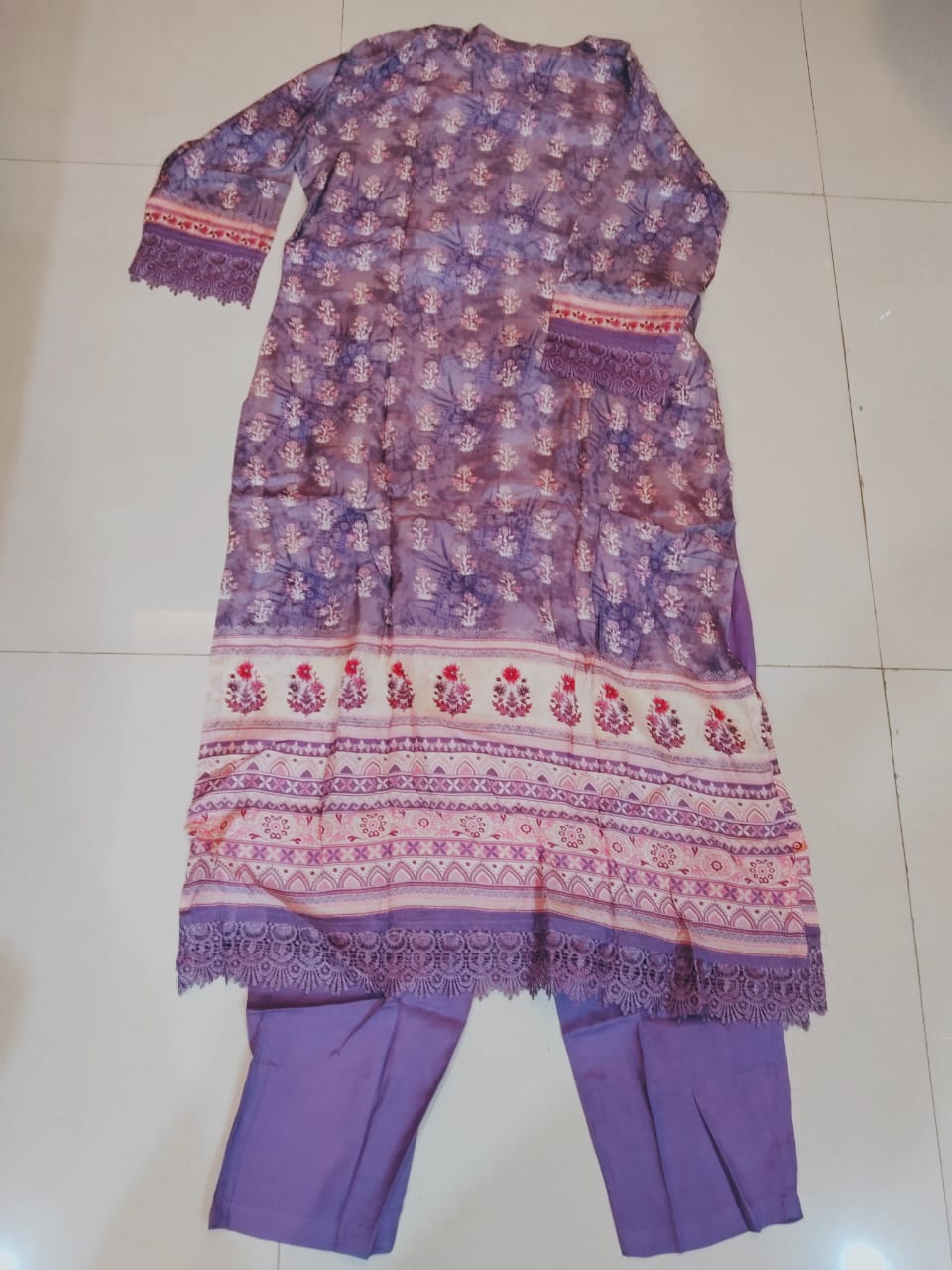 Royal Purple Rayon Viscose 3-Piece Suit Set with Dupatta