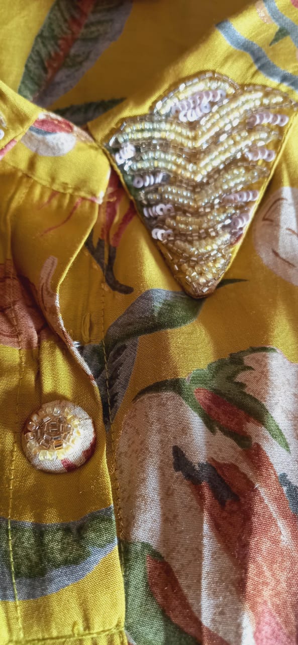 Aira Soft Silk Floral Printed Yellow Cordset